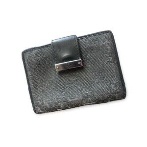 Gucci Mens Canvas Leather Compact ID Bifold Wallet